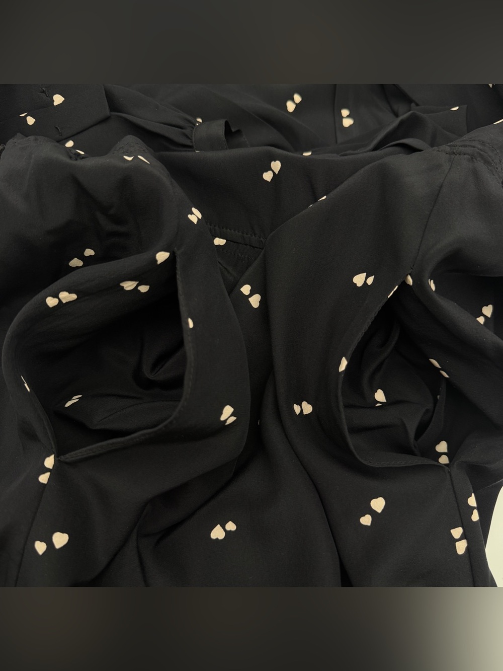 Vintage Ciao Ltd 100% Silk Black Heart Print Dress Sz 8 Belted Pockets - Picture 10 of 16